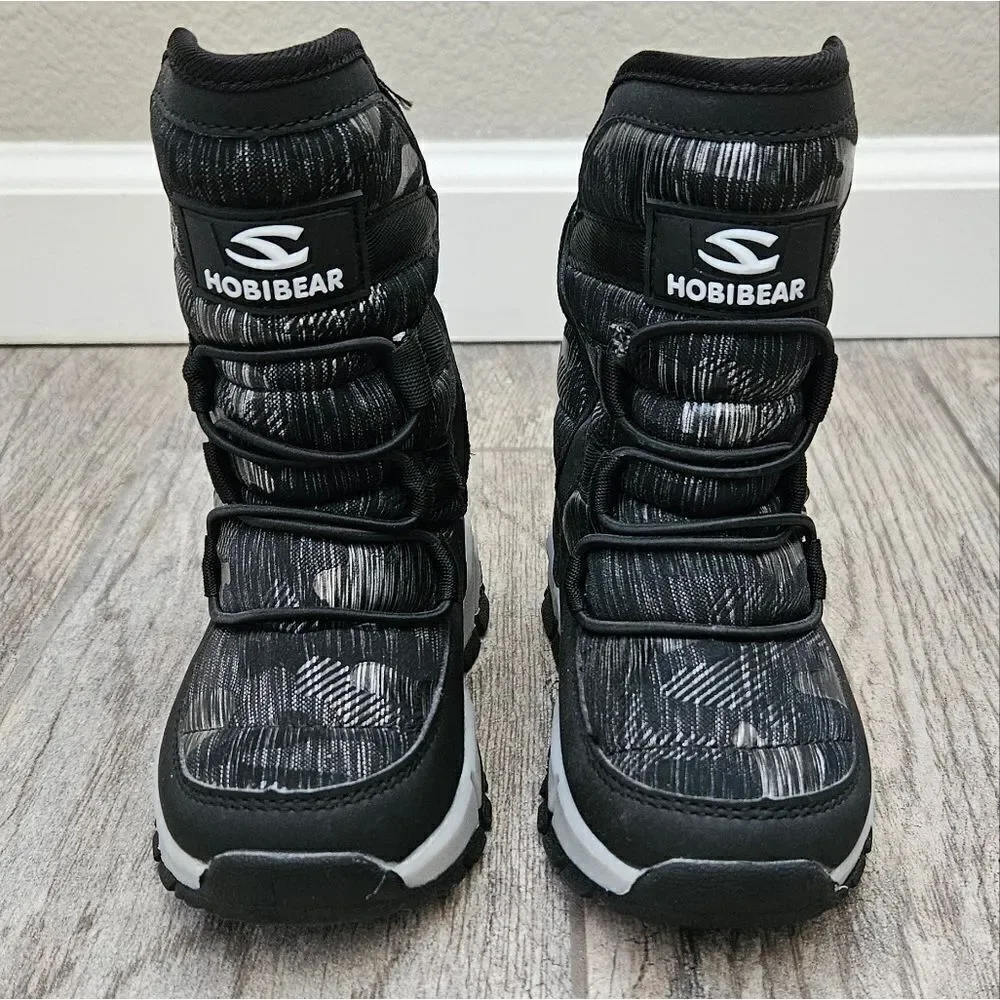 Hobibear Black and Gray Faux Fur Lined Snow Boots Size 8.5 Toddler
